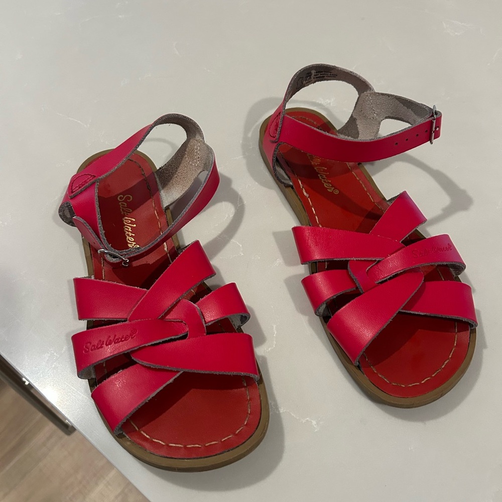 Saltwater Red Leather Sandals women’s size 8